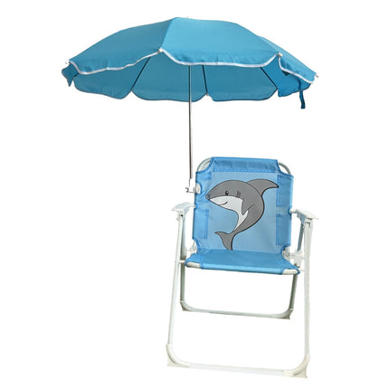 Kids Camping Chair with Umbrella Beach Chair for Travel Camping Picnic blue