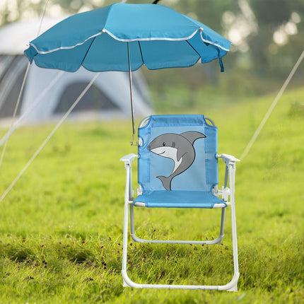 Kids Camping Chair with Umbrella Beach Chair for Travel Camping Picnic blue