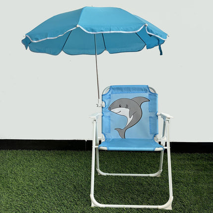 Kids Camping Chair with Umbrella Beach Chair for Travel Camping Picnic blue