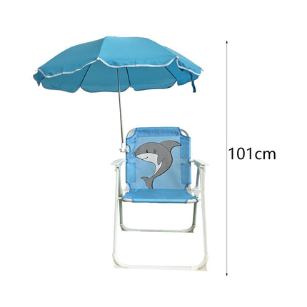 Kids Camping Chair with Umbrella Beach Chair for Travel Camping Picnic blue