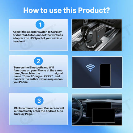 Wireless Carplay Adapter Easy Use Converts Wired to Wireless Car Play Dongle