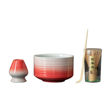 Crofta Japanese Matcha Tea Set Matcha Green Tea Bowl Japanese Ceremonial Matcha Kit Red White