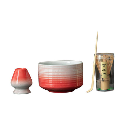 Crofta Japanese Matcha Tea Set Matcha Green Tea Bowl Japanese Ceremonial Matcha Kit Red White