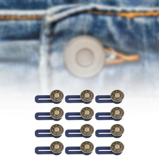 Crofta 12x Waist Extender No Sewing Women Practical Metal Button Extender for Jeans Copper Star Pattern