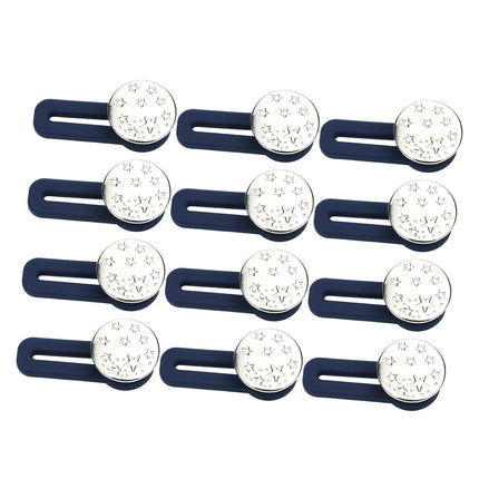 Crofta 12x Waist Extender No Sewing Women Practical Metal Button Extender for Jeans Silver Star Pattern