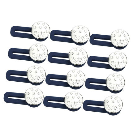 Crofta 12x Waist Extender No Sewing Women Practical Metal Button Extender for Jeans Silver Star Pattern