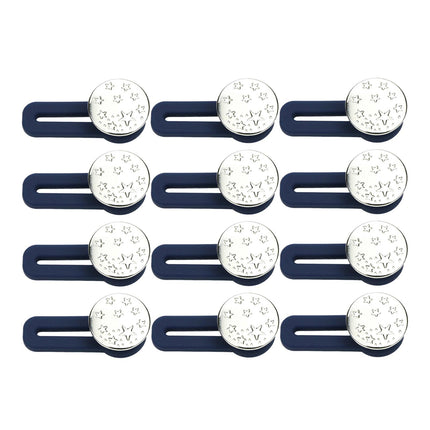 Crofta 12x Waist Extender No Sewing Women Practical Metal Button Extender for Jeans Silver Star Pattern