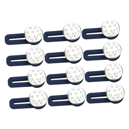 Crofta 12x Waist Extender No Sewing Women Practical Metal Button Extender for Jeans Silver Star Pattern