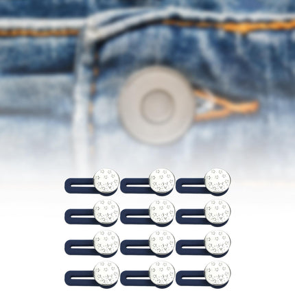 Crofta 12x Waist Extender No Sewing Women Practical Metal Button Extender for Jeans Silver Star Pattern