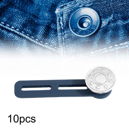 Crofta 10 Pieces Pants Waist Extender Clothes Accessories No Sew Waistband Expander Silver Star Pattern