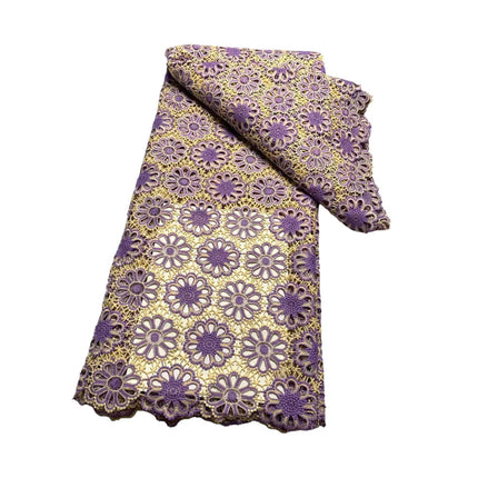 Crofta Lace Embroidery Cloth 4.5MX1.2M for Tablecloths Wedding Party Dresses Gowns Purple