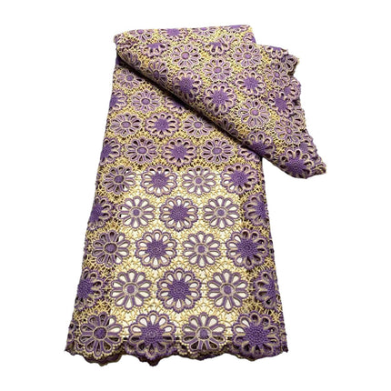 Crofta Lace Embroidery Cloth 4.5MX1.2M for Tablecloths Wedding Party Dresses Gowns Purple