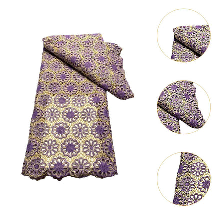 Crofta Lace Embroidery Cloth 4.5MX1.2M for Tablecloths Wedding Party Dresses Gowns Purple