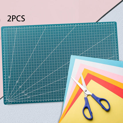 Crofta 2 Gridded Cutting Boards Adults Fabrics Hobby Cutting Sewing Mats for Crafts 45cmx30cmx0.9mm