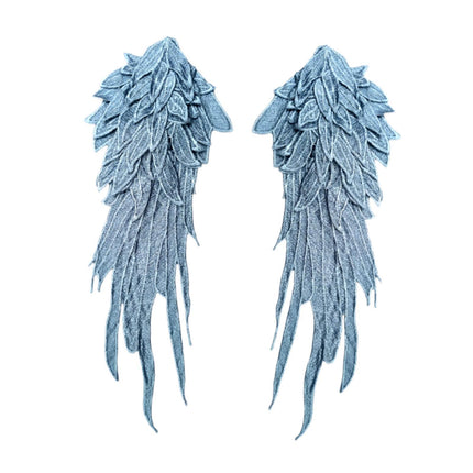 Crofta 2x Angel Wings Appliques DIY Embroidered Appliques Decal for Prom Dress Coat Blue