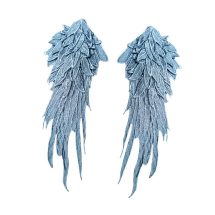 Crofta 2x Angel Wings Appliques DIY Embroidered Appliques Decal for Prom Dress Coat Blue