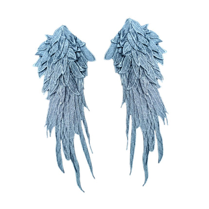 Crofta 2x Angel Wings Appliques DIY Embroidered Appliques Decal for Prom Dress Coat Blue