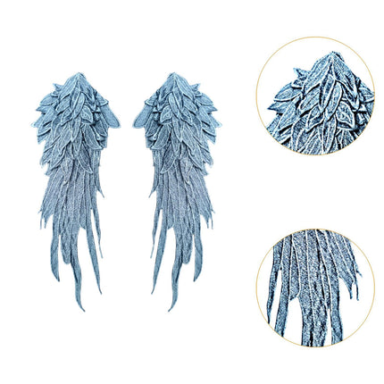 Crofta 2x Angel Wings Appliques DIY Embroidered Appliques Decal for Prom Dress Coat Blue