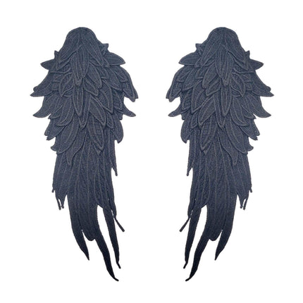 Crofta 2x Angel Wings Appliques DIY Embroidered Appliques Decal for Prom Dress Coat Black