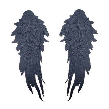 Crofta 2x Angel Wings Appliques DIY Embroidered Appliques Decal for Prom Dress Coat Black