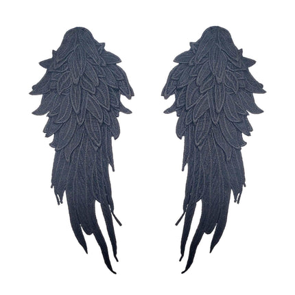 Crofta 2x Angel Wings Appliques DIY Embroidered Appliques Decal for Prom Dress Coat Black