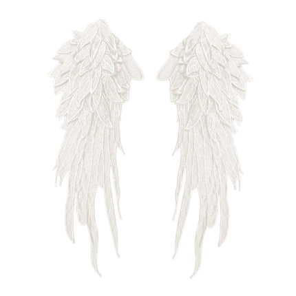 Crofta 2x Angel Wings Appliques DIY Embroidered Appliques Decal for Prom Dress Coat White