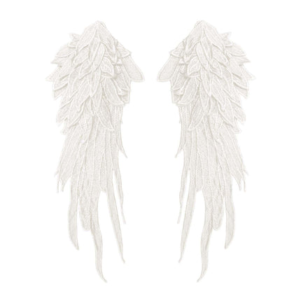 Crofta 2x Angel Wings Appliques DIY Embroidered Appliques Decal for Prom Dress Coat White