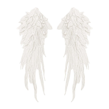 Crofta 2x Angel Wings Appliques DIY Embroidered Appliques Decal for Prom Dress Coat White