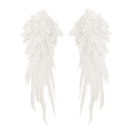 Crofta 2x Angel Wings Appliques DIY Embroidered Appliques Decal for Prom Dress Coat White