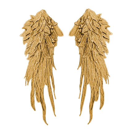 Crofta 2x Angel Wings Appliques DIY Embroidered Appliques Decal for Prom Dress Coat Gold