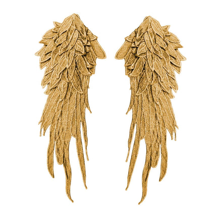 Crofta 2x Angel Wings Appliques DIY Embroidered Appliques Decal for Prom Dress Coat Gold