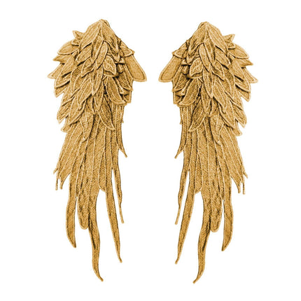 Crofta 2x Angel Wings Appliques DIY Embroidered Appliques Decal for Prom Dress Coat Gold