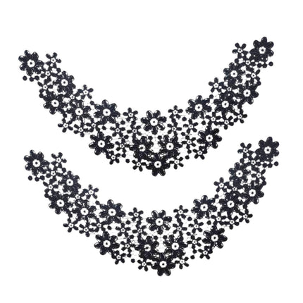 Crofta Lace Collar Applique Sew on DIY Embroidery Applique for Dancing Bridal Dress Black