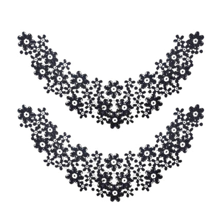 Crofta Lace Collar Applique Sew on DIY Embroidery Applique for Dancing Bridal Dress Black
