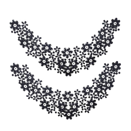 Crofta Lace Collar Applique Sew on DIY Embroidery Applique for Dancing Bridal Dress Black