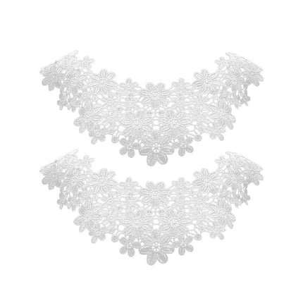 Crofta Lace Collar Applique Sew on DIY Embroidery Applique for Dancing Bridal Dress White