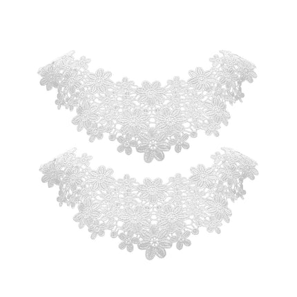 Crofta Lace Collar Applique Sew on DIY Embroidery Applique for Dancing Bridal Dress White