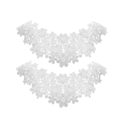 Crofta Lace Collar Applique Sew on DIY Embroidery Applique for Dancing Bridal Dress White