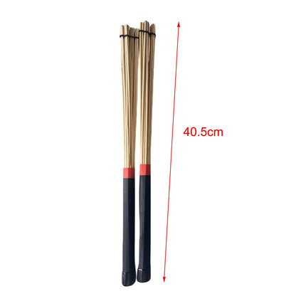 2 Pieces Bamboo Drum Stick Rods Brushes for Acoustic Performance Small Venue Black