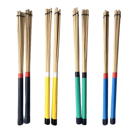 2 Pieces Bamboo Drum Stick Rods Brushes for Acoustic Performance Small Venue Black