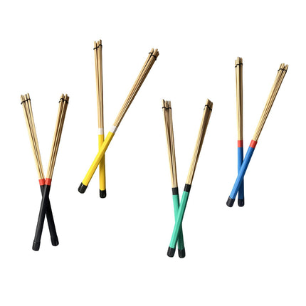 2 Pieces Bamboo Drum Stick Rods Brushes for Acoustic Performance Small Venue Black