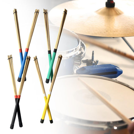2 Pieces Bamboo Drum Stick Rods Brushes for Acoustic Performance Small Venue Black