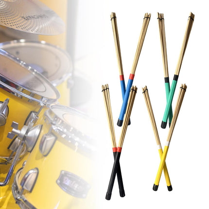 2 Pieces Bamboo Drum Stick Rods Brushes for Acoustic Performance Small Venue Black