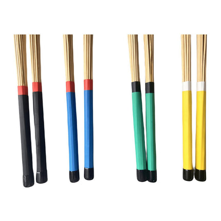 2 Pieces Bamboo Drum Stick Rods Brushes for Acoustic Performance Small Venue Black