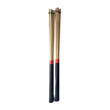 2 Pieces Bamboo Drum Stick Rods Brushes for Acoustic Performance Small Venue Black