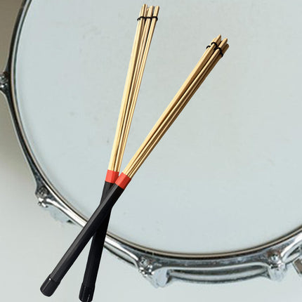 2 Pieces Bamboo Drum Stick Rods Brushes for Acoustic Performance Small Venue Black