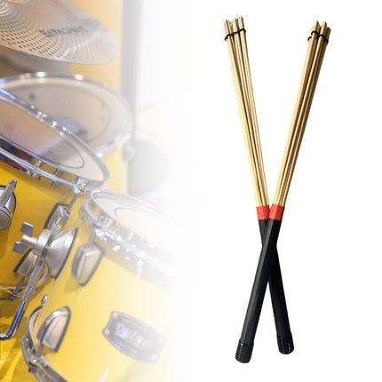 2 Pieces Bamboo Drum Stick Rods Brushes for Acoustic Performance Small Venue Black