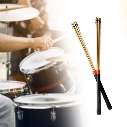 2 Pieces Bamboo Drum Stick Rods Brushes for Acoustic Performance Small Venue Black