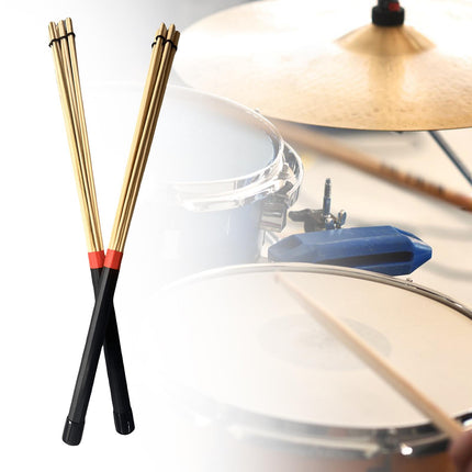 2 Pieces Bamboo Drum Stick Rods Brushes for Acoustic Performance Small Venue Black