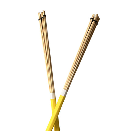 2 Pieces Bamboo Drum Stick Rods Brushes for Acoustic Performance Small Venue Yellow